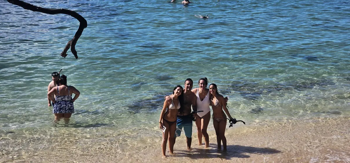 A family enjoying clear water at an Oʻahu beach