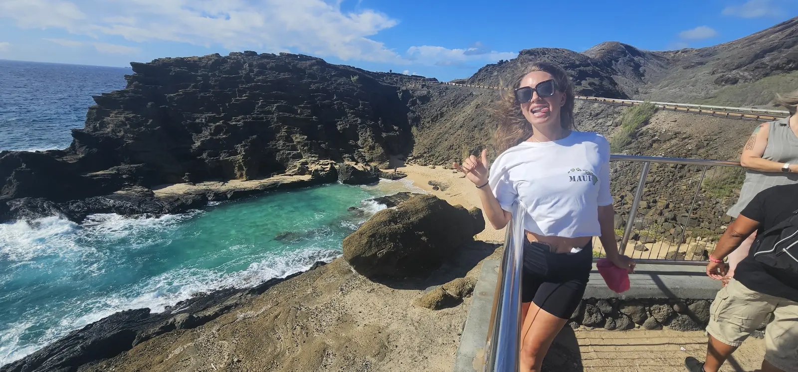 Guest enjoying the ocean view near Halona Blowhole